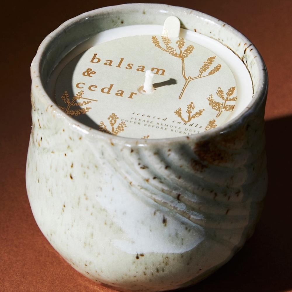 Upcycled Anthropologie Snowfall Candle Vessel - Neutral Ceramic Pen Cup - Picture 9 of 11